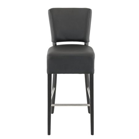 Tabouret de bar FLORIANE BST II H78 d'intérieur - Bois teinte wengé, PU - métal noir