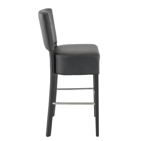 Tabouret de bar FLORIANE BST II H78 d'intérieur - Bois teinte wengé, PU - métal noir