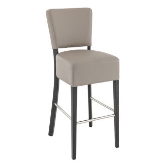 Tabouret de bar FLORIANE BST II H78 d'intérieur - Bois teinte wengé, PU - métal taupe
