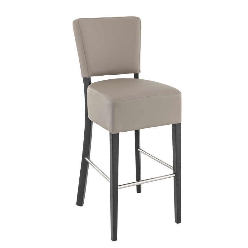 Tabouret de bar FLORIANE BST II H78 d'intérieur - Bois teinte wengé, PU - métal taupe