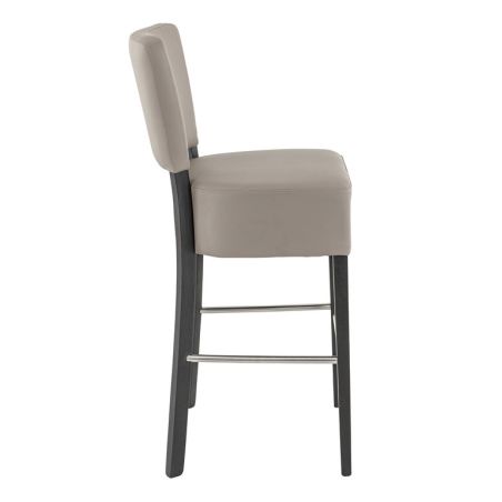Tabouret de bar FLORIANE BST II H78 d'intérieur - Bois teinte wengé, PU - métal taupe