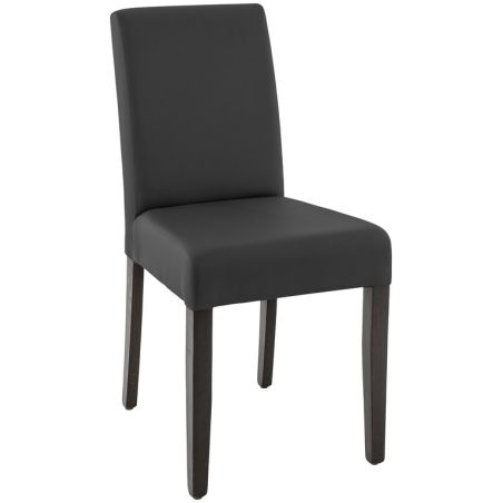 Chaise de restaurant CLINTON H50 d'intérieur - Bois teinte wengé, similicuir PU noir