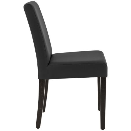 Chaise de restaurant CLINTON H50 d'intérieur - Bois teinte wengé, similicuir PU noir