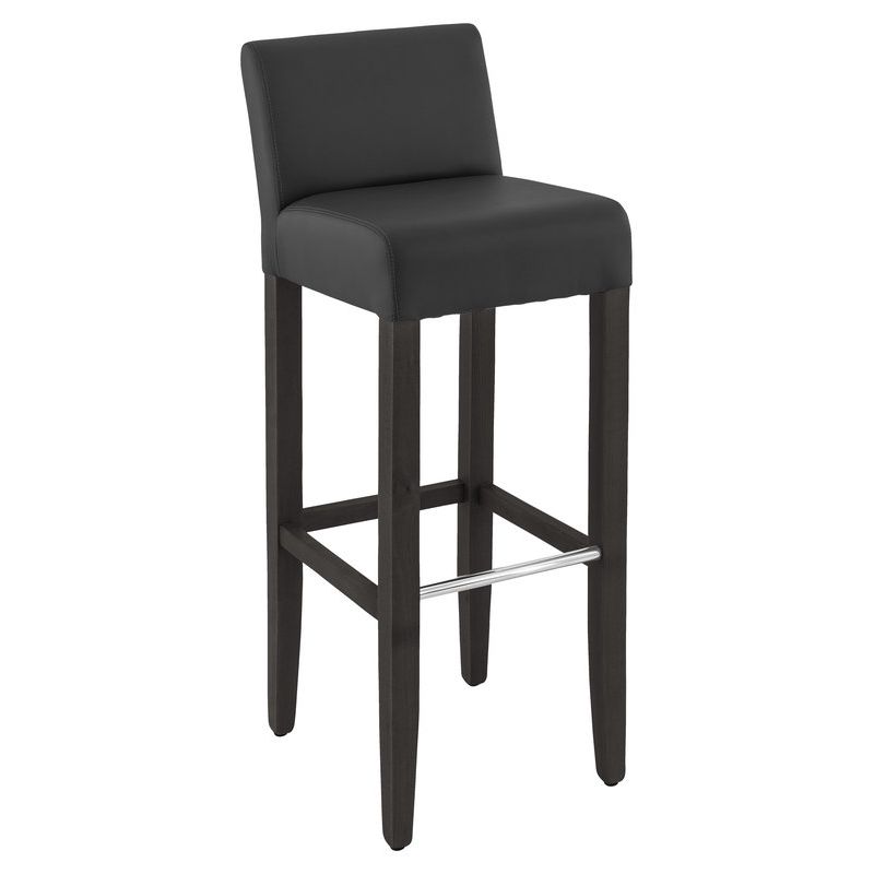 Tabouret de bar CLINTON H81 d'intérieur - Bois teinte wengé, PU - métal noir