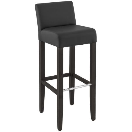 Tabouret de bar CLINTON H81 d'intérieur - Bois teinte wengé, PU - métal noir