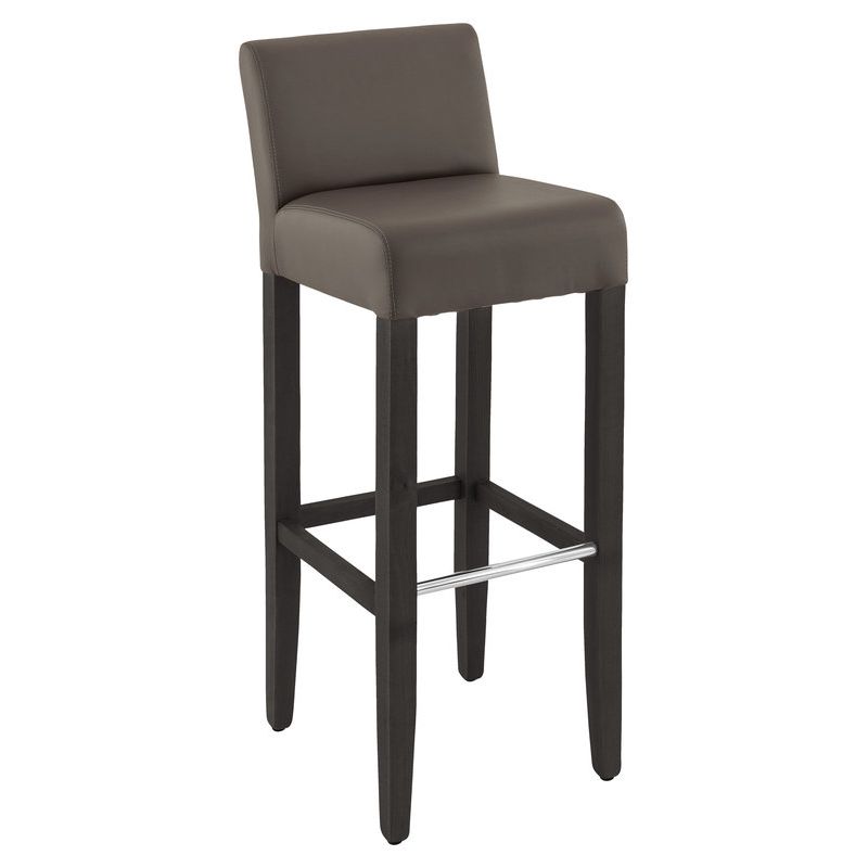 Tabouret de bar CLINTON H81 d'intérieur - Bois teinte wengé, PU - métal pepper