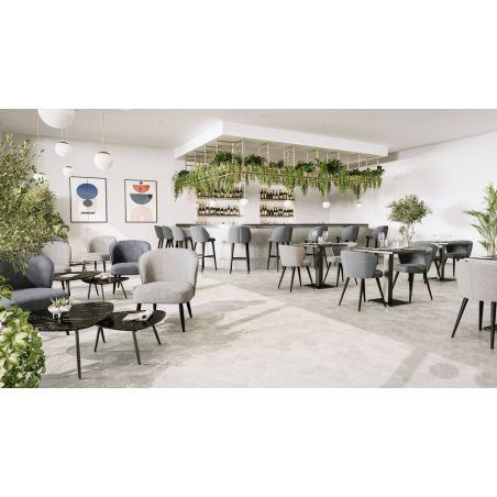 Table de restaurant MARYNE d'intérieur - Bois, métal marbre noir