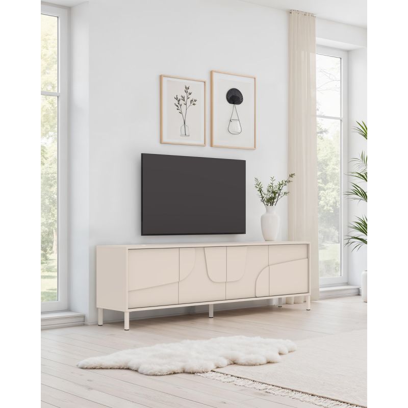 Meuble TV 205 cm OLIVER avec 4 portes coloris cachemire