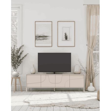 Meuble TV 205 cm OLIVER avec 4 portes coloris cachemire