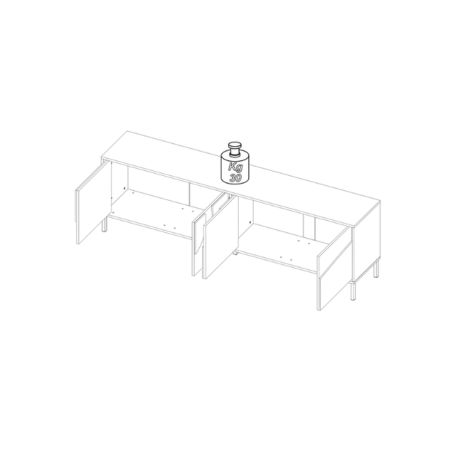 Meuble TV 205 cm OLIVER avec 4 portes coloris cachemire