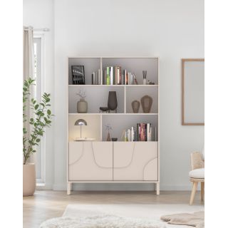 Bibliothèque 105 cm OLIVER avec 2 portes coloris cachemire
