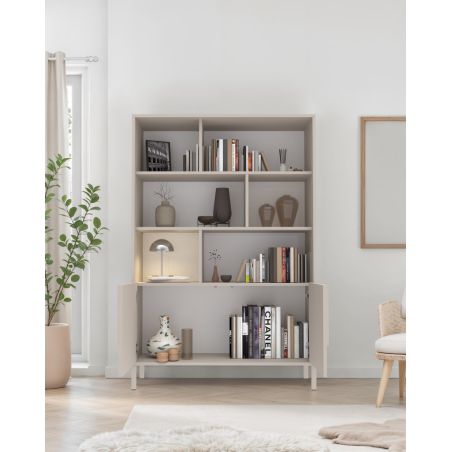 Bibliothèque 105 cm OLIVER avec 2 portes coloris cachemire