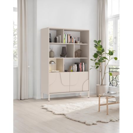 Bibliothèque 105 cm OLIVER avec 2 portes coloris cachemire