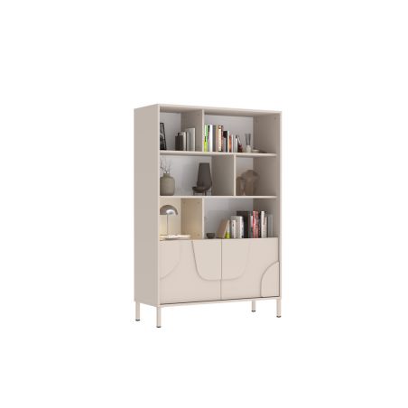 Bibliothèque 105 cm OLIVER avec 2 portes coloris cachemire