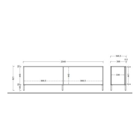 Meuble TV 205 cm OLIVER avec 4 portes coloris cachemire
