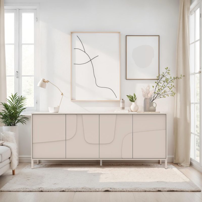 Buffet 205 cm OLIVER avec 4 portes en coloris cachemire