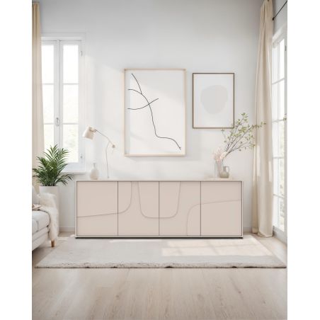 Buffet 205 cm OLIVER avec 4 portes en coloris cachemire