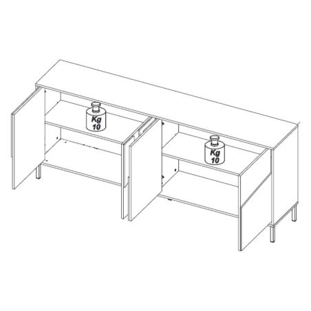 Buffet 205 cm OLIVER avec 4 portes en coloris cachemire