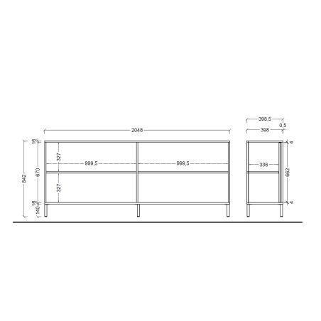 Buffet 205 cm OLIVER avec 4 portes en coloris cachemire