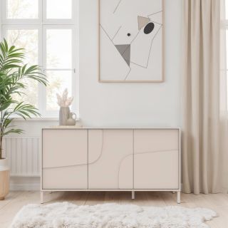 Buffet 155 cm OLIVER avec 3 portes encoloris cachemire