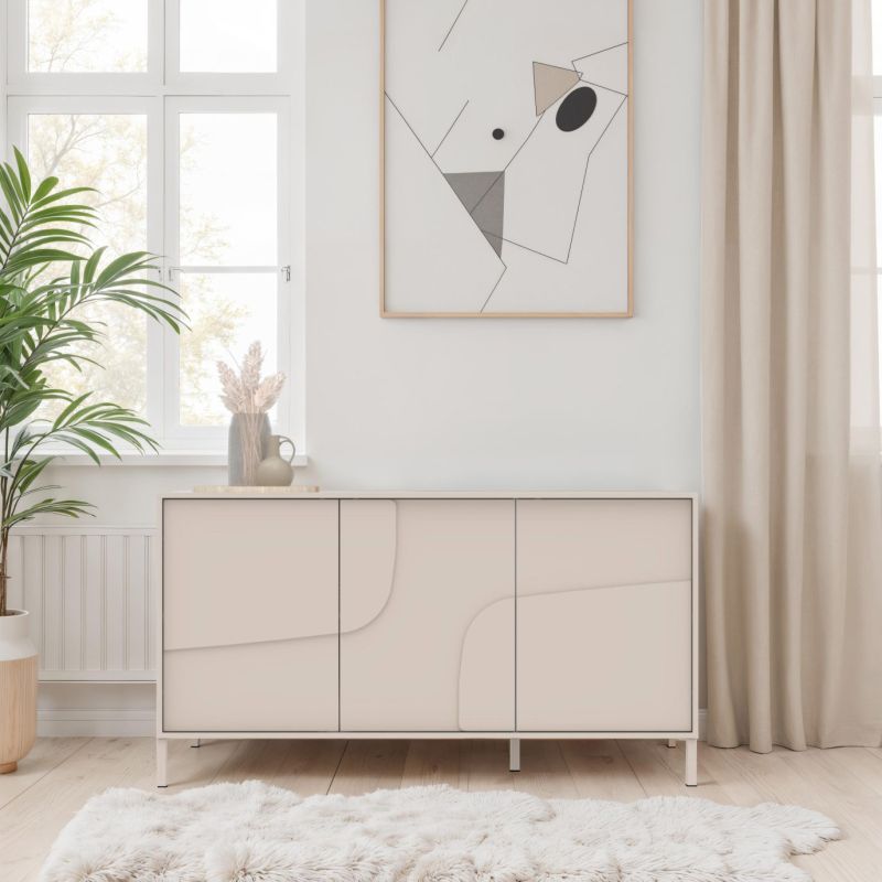 Buffet 155 cm OLIVER avec 3 portes encoloris cachemire