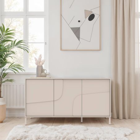 Buffet 155 cm OLIVER avec 3 portes encoloris cachemire