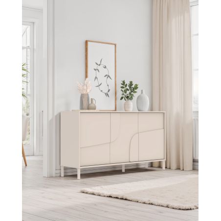 Buffet 155 cm OLIVER avec 3 portes encoloris cachemire
