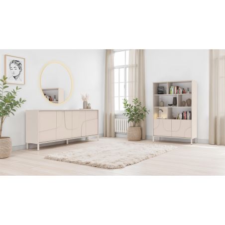 Bibliothèque 105 cm OLIVER avec 2 portes en coloris cachemire