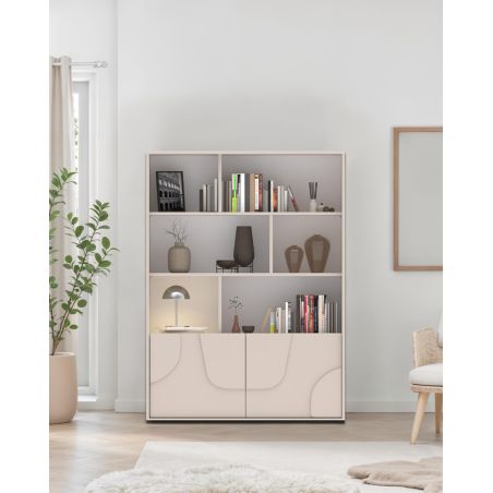 Bibliothèque 105 cm OLIVER avec 2 portes en coloris cachemire
