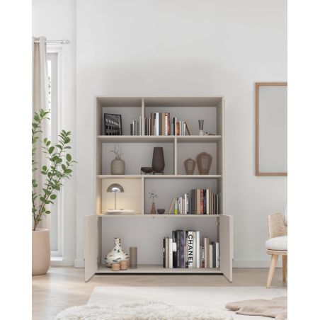 Bibliothèque 105 cm OLIVER avec 2 portes en coloris cachemire
