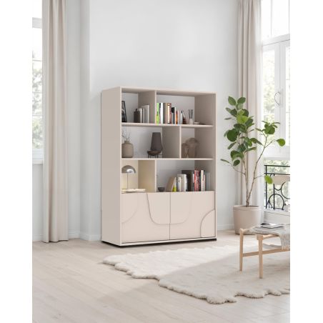 Bibliothèque 105 cm OLIVER avec 2 portes en coloris cachemire
