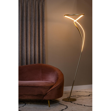 Lucide SARDANA - Lampadaire - Ø 44 cm - LED Dim. - 1x28W 2700K - Or Mat / Laiton - Premium