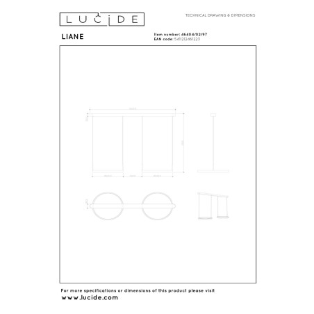 Lucide LIANE - Suspension - LED Dim. - CCT - 2x45W 2700K/4000K - Rouille - Vibes