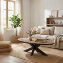 Table basse ovale SORELLA ELIOTT 130 cm avec pieds central