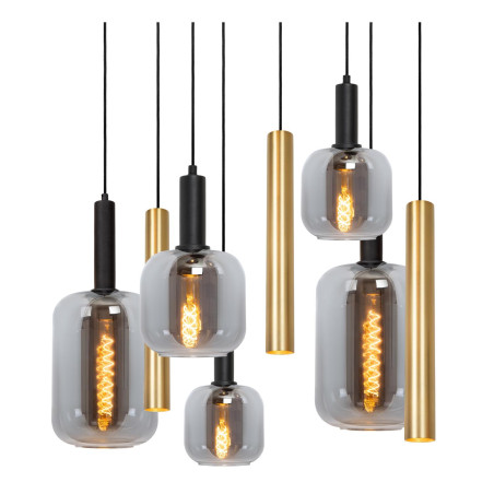 Lucide JOANET - Suspension - 4xE27 & 3xGU10 - Laiton