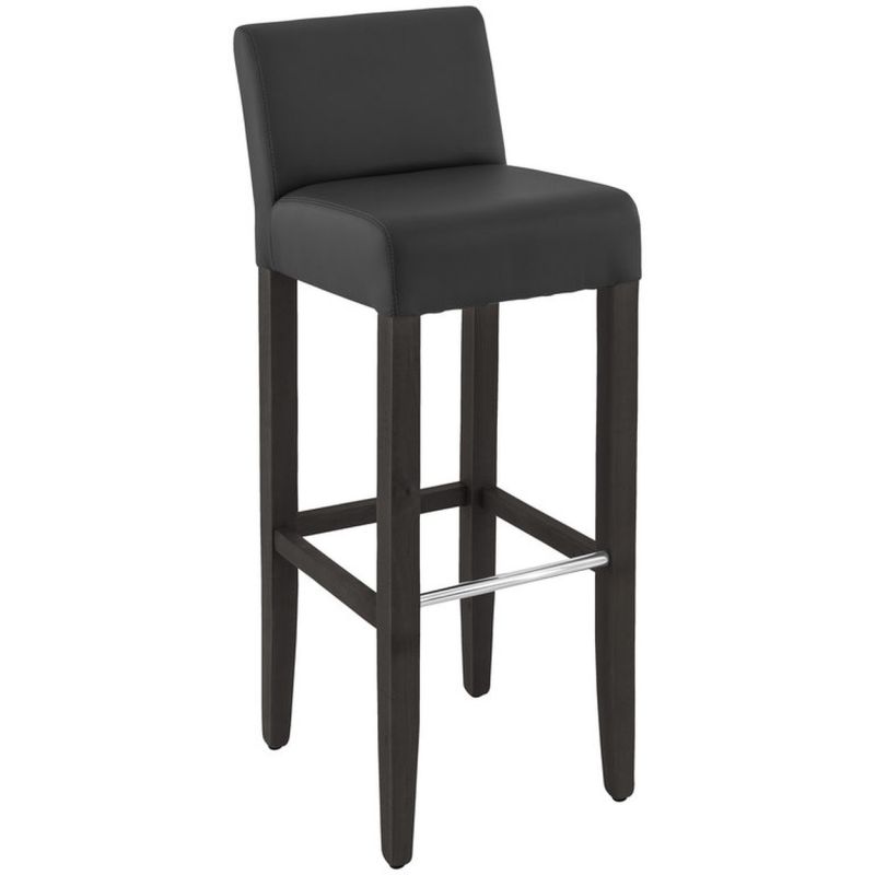 Tabouret de bar CLINTON BST H81 d'intérieur - Bois teinte wengé, PU - métal noir