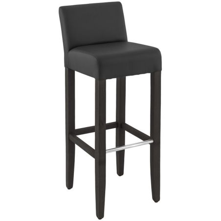 Tabouret de bar CLINTON BST H81 d'intérieur - Bois teinte wengé, PU - métal noir