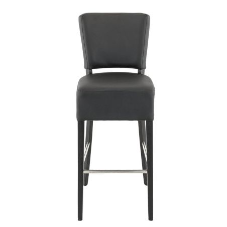 Tabouret de bar FLORIANE BST II H78 d'intérieur - Bois teinte wengé, PU - métal noir