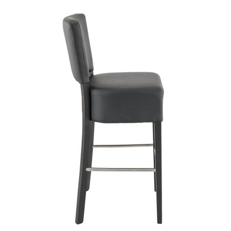 Tabouret de bar FLORIANE BST II H78 d'intérieur - Bois teinte wengé, PU - métal noir