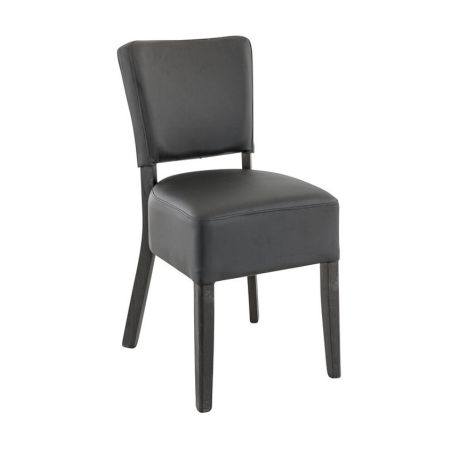 Chaise de restaurant FLORIANE II H50 d'intérieur - Bois teinte wengé, similicuir PU noir