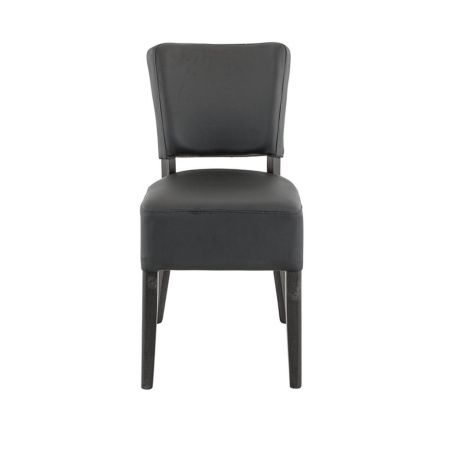 Chaise de restaurant FLORIANE II H50 d'intérieur - Bois teinte wengé, similicuir PU noir