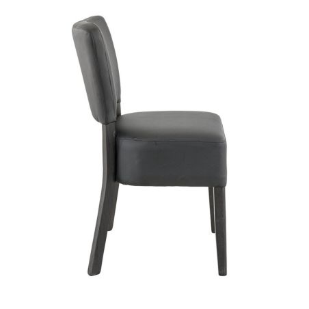 Chaise de restaurant FLORIANE II H50 d'intérieur - Bois teinte wengé, similicuir PU noir