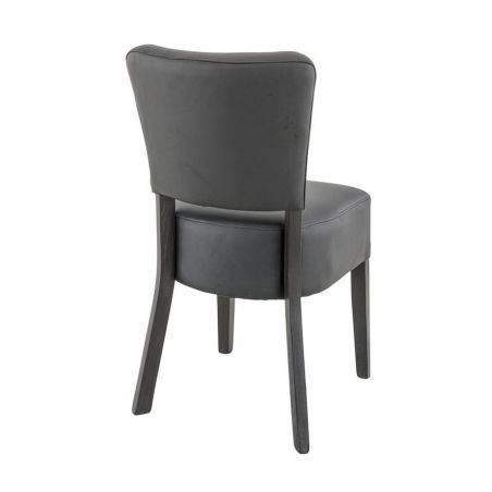 Chaise de restaurant FLORIANE II H50 d'intérieur - Bois teinte wengé, similicuir PU noir