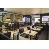 Chaise de restaurant FLORIANE II H50 d'intérieur - Bois teinte wengé, similicuir PU noir