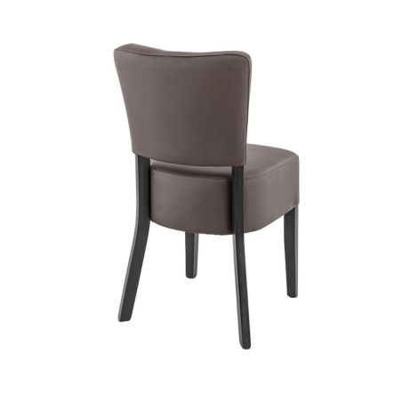 Chaise de restaurant FLORIANE II H50 d'intérieur - Bois teinte wengé, similicuir PU chocolat