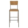 Tabouret de bar HARVARD H77 d'intérieur - Métal finition industrielle, bois brun vintage