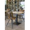 Chaise bistro SOHO H49 d'intérieur - Métal noir, PU - bois cognac vintage