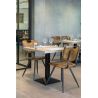 Chaise bistro SOHO H49 d'intérieur - Métal noir, PU - bois cognac vintage