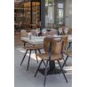Chaise bistro SOHO H49 d'intérieur - Métal noir, PU - bois cognac vintage