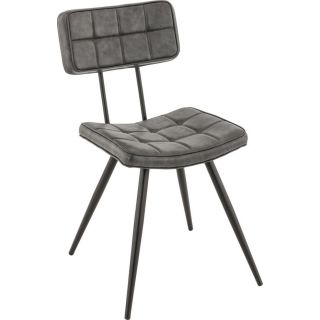 Chaise bistro MAURICE H46 d'intérieur - Métal noir, PU - bois anthracite